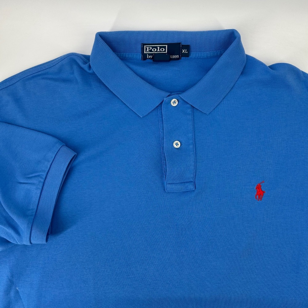 Polo Ralph Lauren Polo Shirt Mens XL Blue Short Sleeve Red Pony Logo Cotton